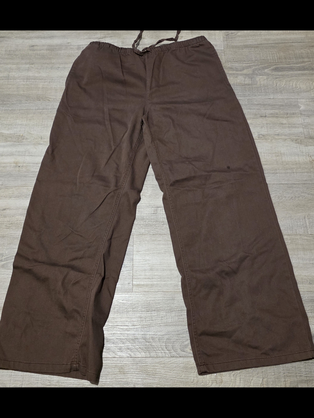 Vanilla Star Brown Drawstring Wide-Leg Chinos